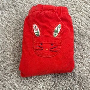 Baby Mini Boden Red Bunny baby girl Pants corduroy 3-6 mo Easter